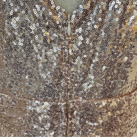 Kate Kasin | Sleeveless V-Neck Sequined Rose-Gold Maxi Gown, Size XL, NWT - Picture 6 of 11